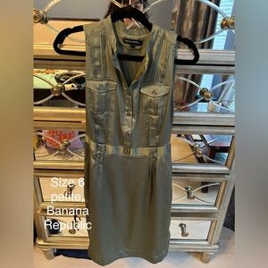 Banana Republic size 6P satin olive green dress